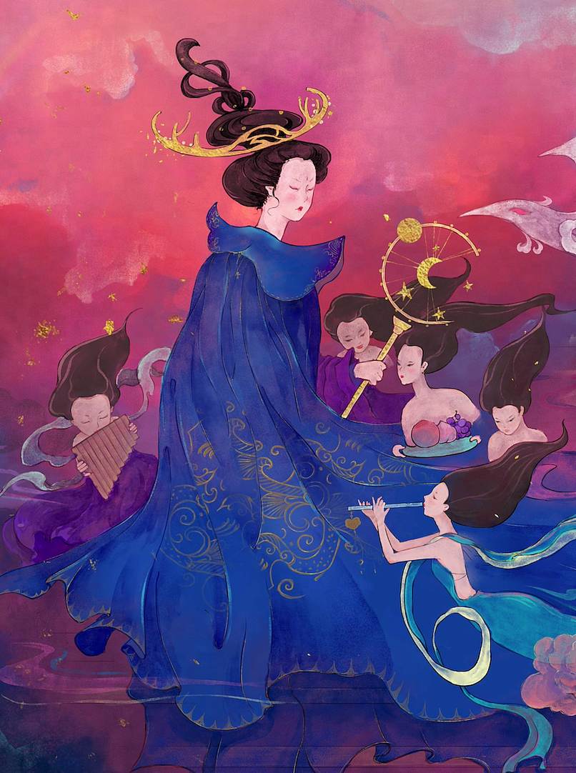 伽瀛|插画|古风插画|王母出游