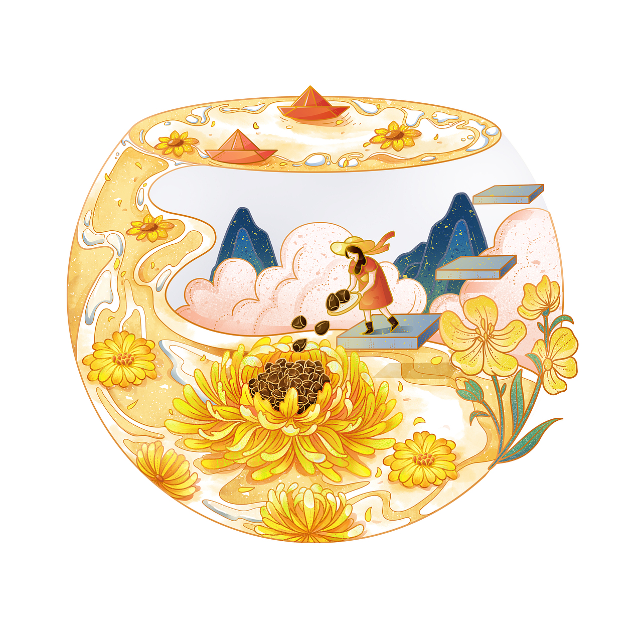 “米油盐酱醋茶” 系列包装插画（图ZMjg1OTAzMzYw） - 商业插画 - 站酷设计师妍子喵工作室原创素材 - 站酷ZCOOL
