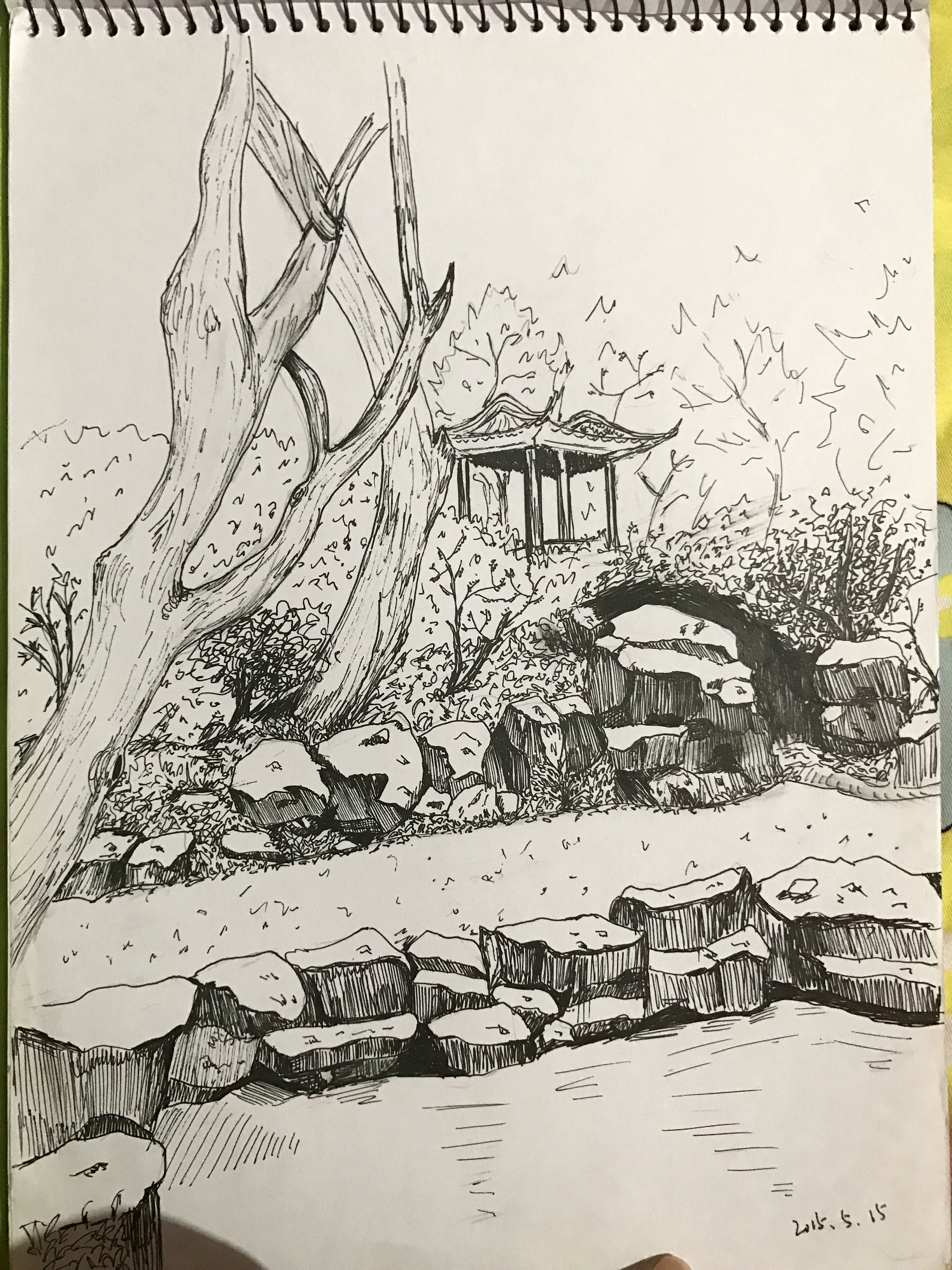 苏州园林手绘 简单图片