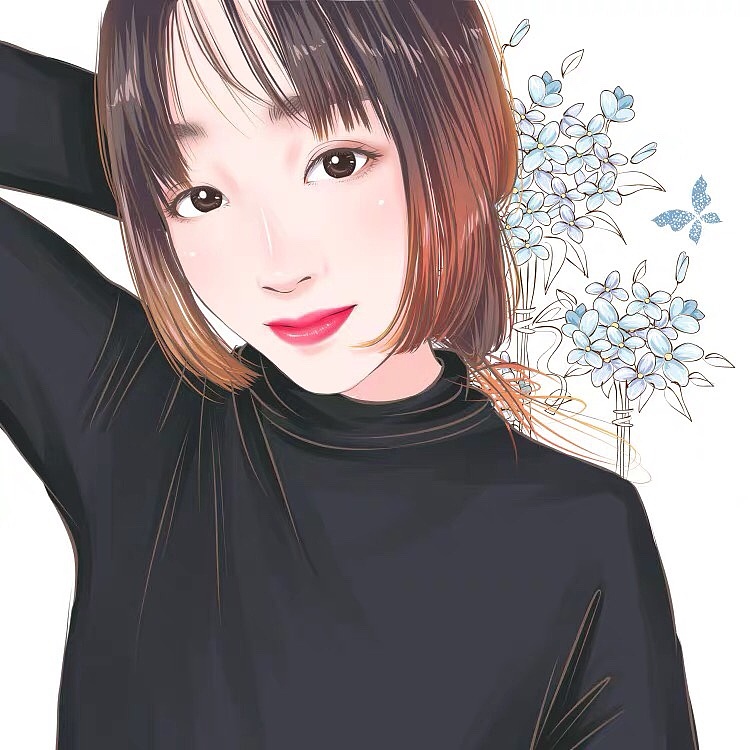 定制q版写实卡通黑白简笔唯美微信头像标志图案