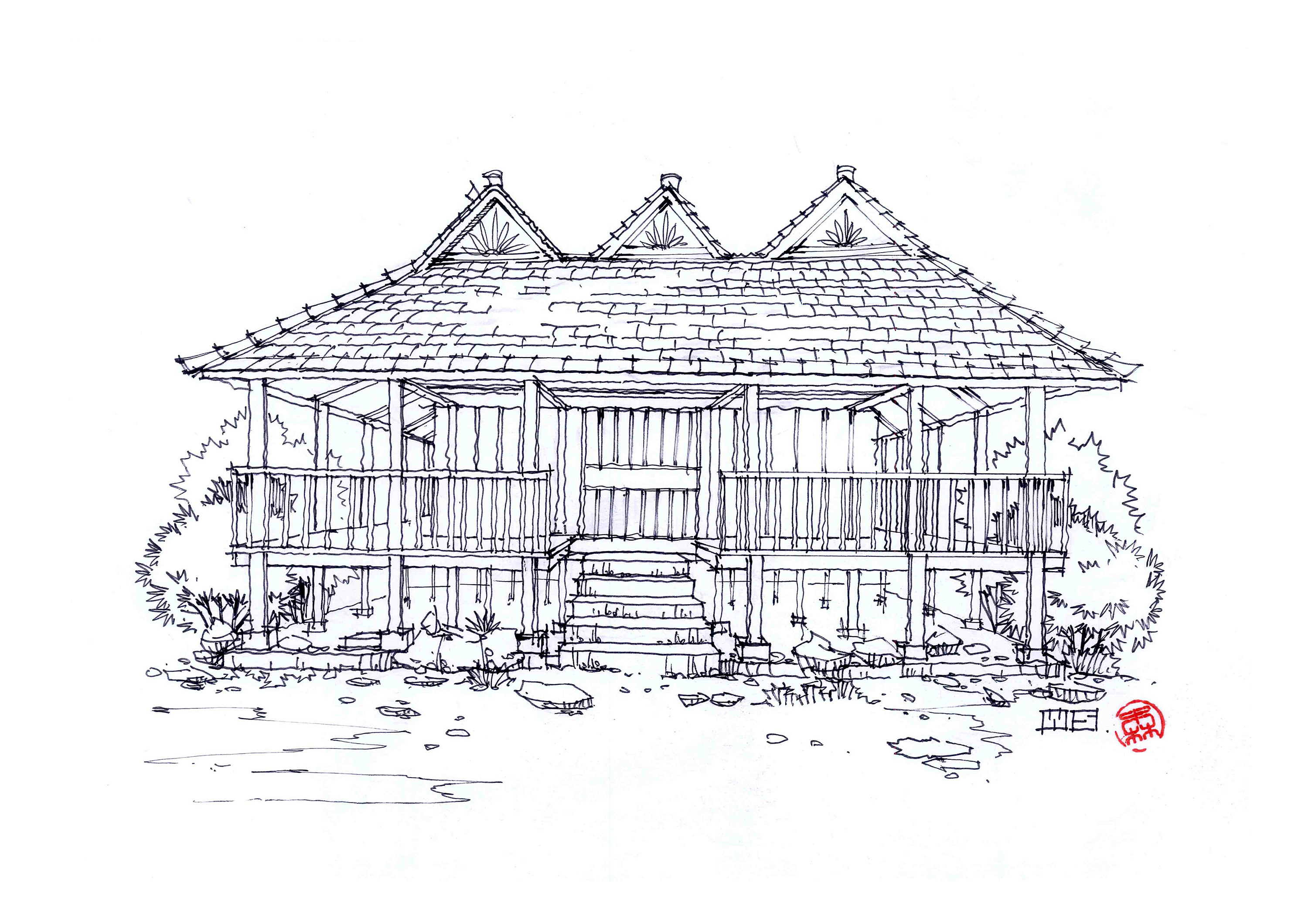 纳西族建筑简笔画图片