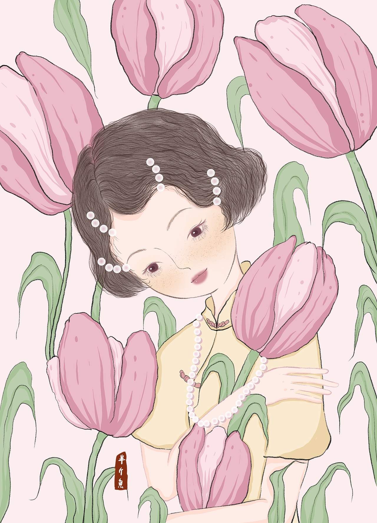 摸魚 郁金香??（圖ZMjk5MjY1NzEy） - 商業(yè)插畫 - 站酷設(shè)計師半斤魚噢原創(chuàng)素材 - 站酷ZCOOL