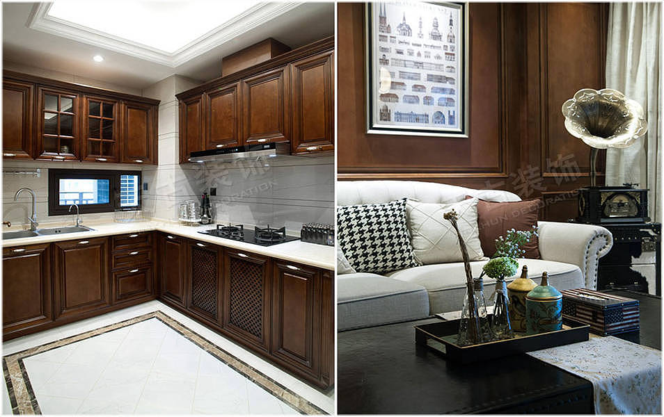 保利山庄海棠花园洋房装修案例-保利山庄美式风格设计（图ZMTM0NjY2ODM2） - 展陈设计 - 站酷设计师天古装饰7cm原创素材 - 站酷ZCOOL