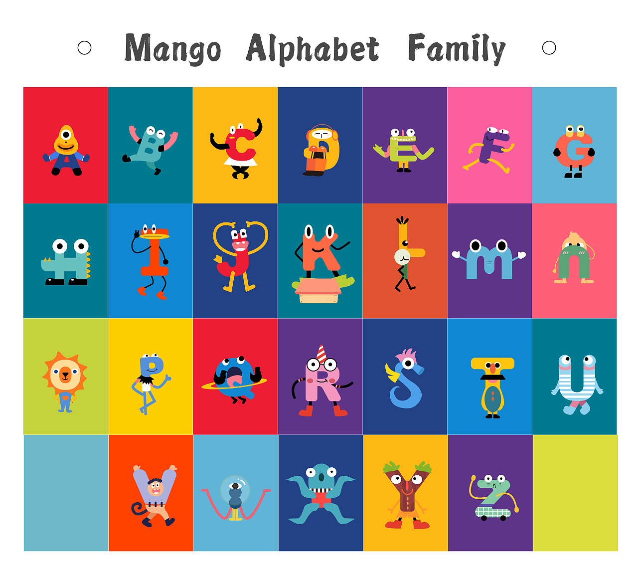 少儿英语26字母人物形象设计