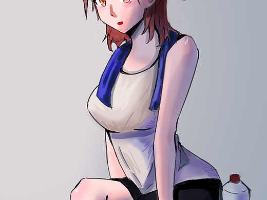 运动后的少女