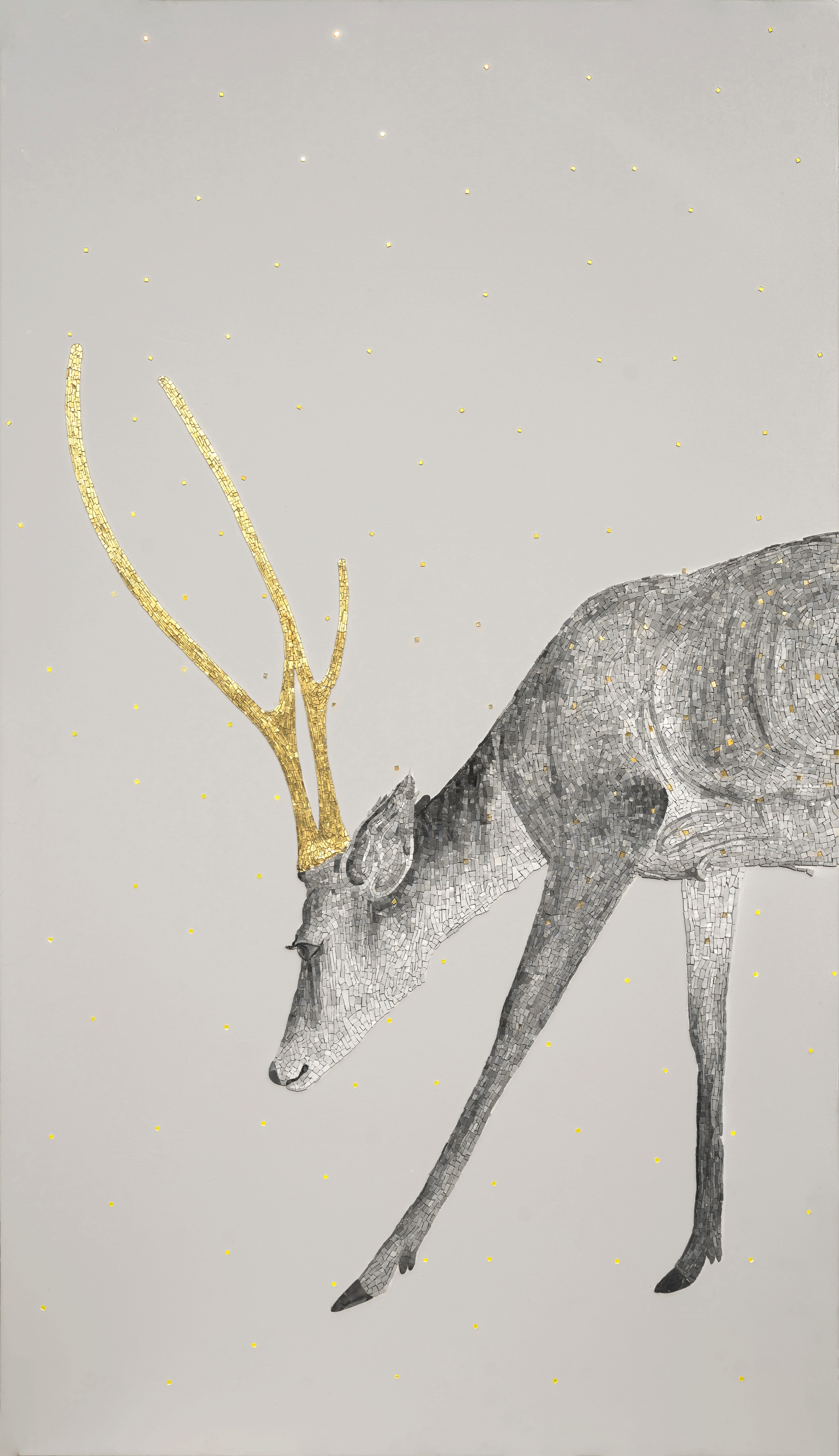 《奈良鹿 no.9》 唐晖 综合镶嵌 280cm×166cm 2017