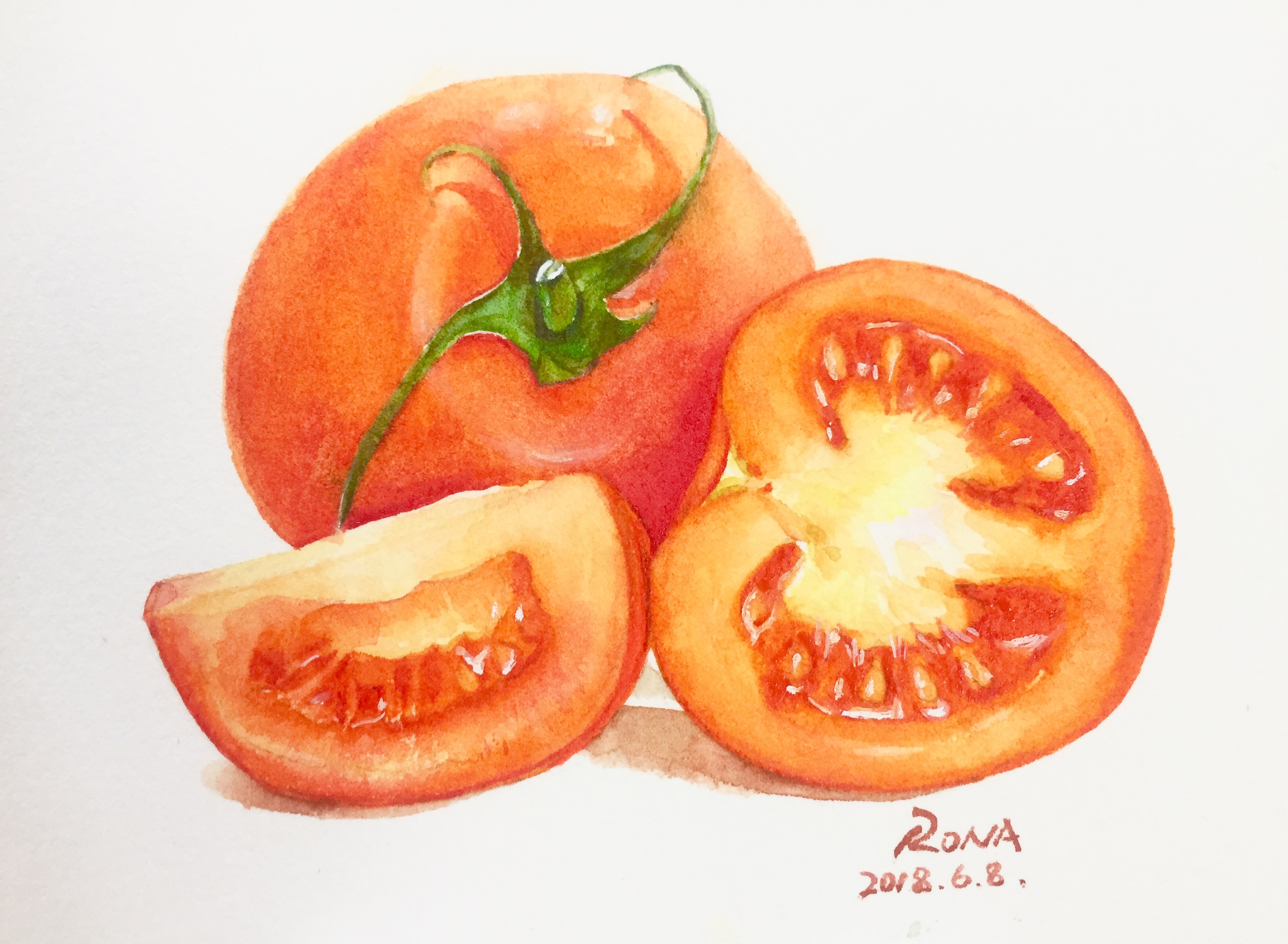 原创水彩手绘番茄妹妹