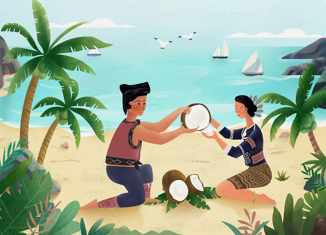 椰子油包装插画