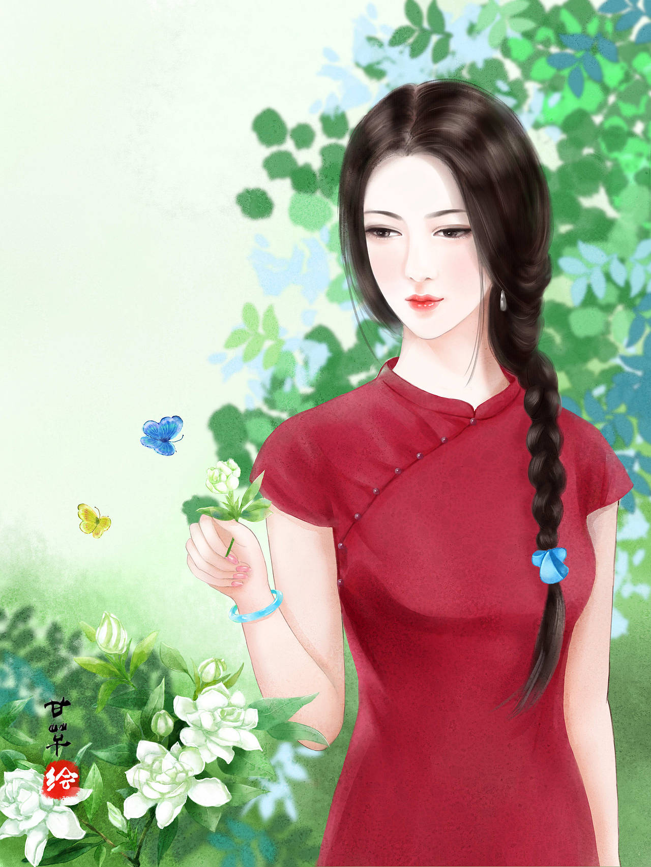 民国风少女（图ZMTk0MzYwMTQ4） - 商业插画 - 站酷设计师甘草的画园原创素材 - 站酷ZCOOL