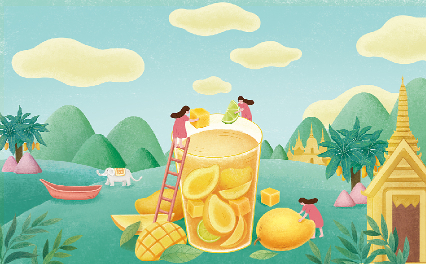 蘇閣鮮茶时令水果系列插画