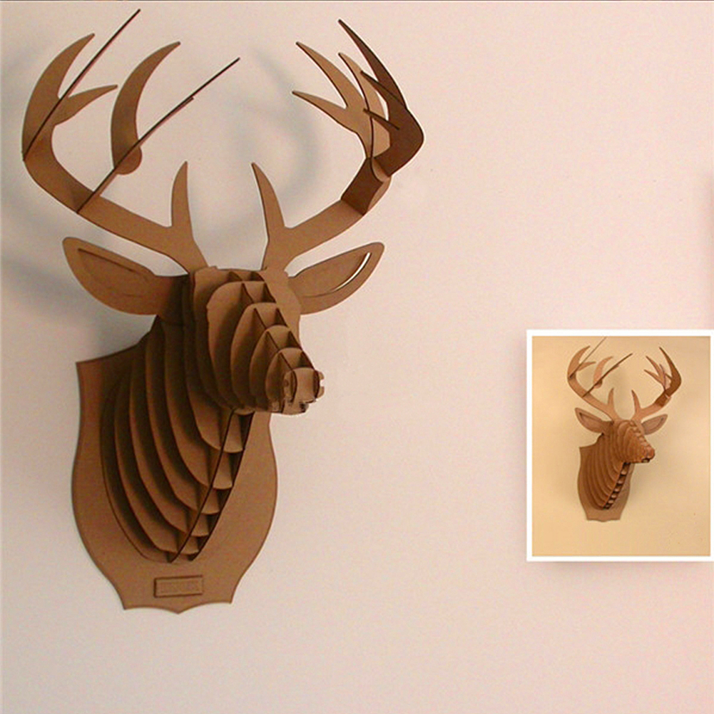 创意纸质墙饰 | 瓦楞纸欧式鹿头墙壁装饰品