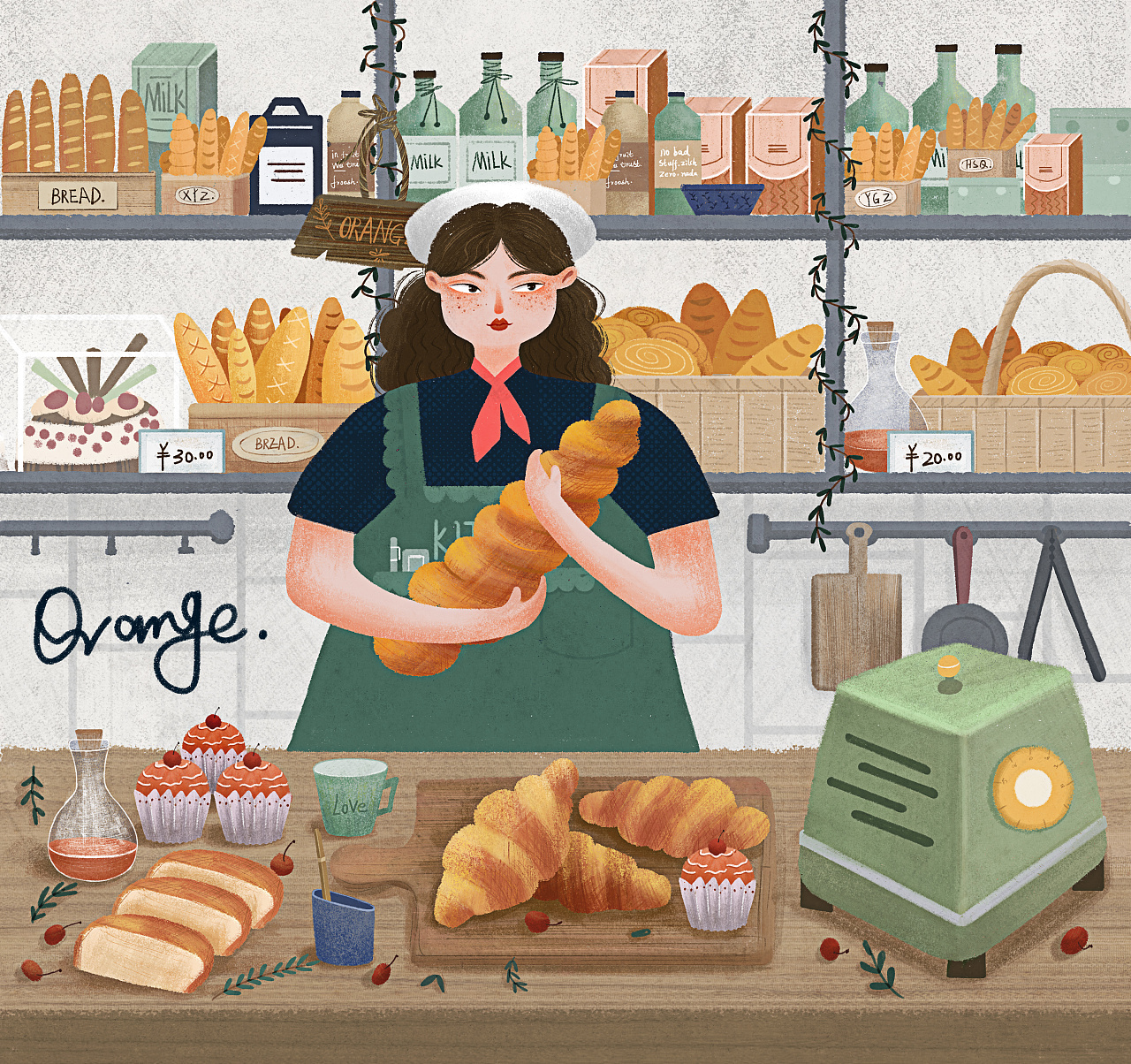 梦想中的面包店|插画|创作习作|花花洛 - 原创作品 - 站酷 (ZCOOL)