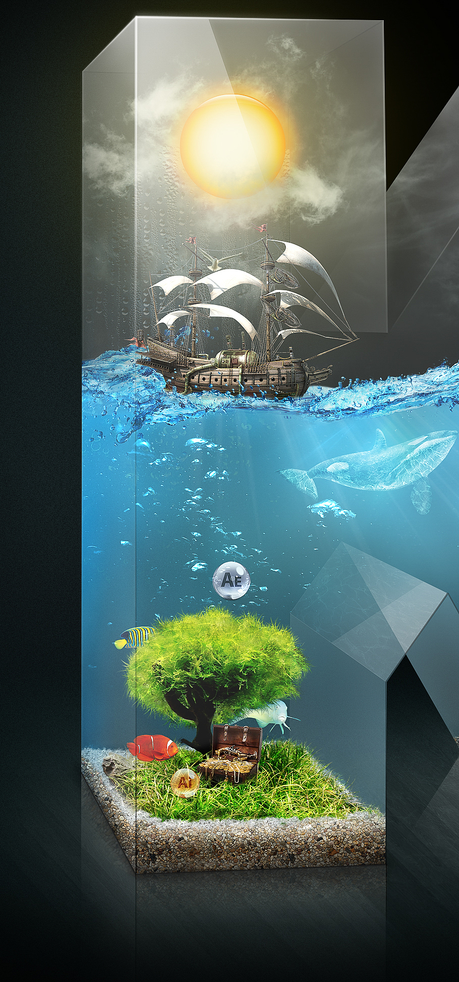 Aquarium-壁纸合成作品,献给大家,希望喜欢。(图ZMjY2NzE3NzI=) - 海报 - 站酷设计师Dual_shadows原创素材 - 站酷ZCOOL