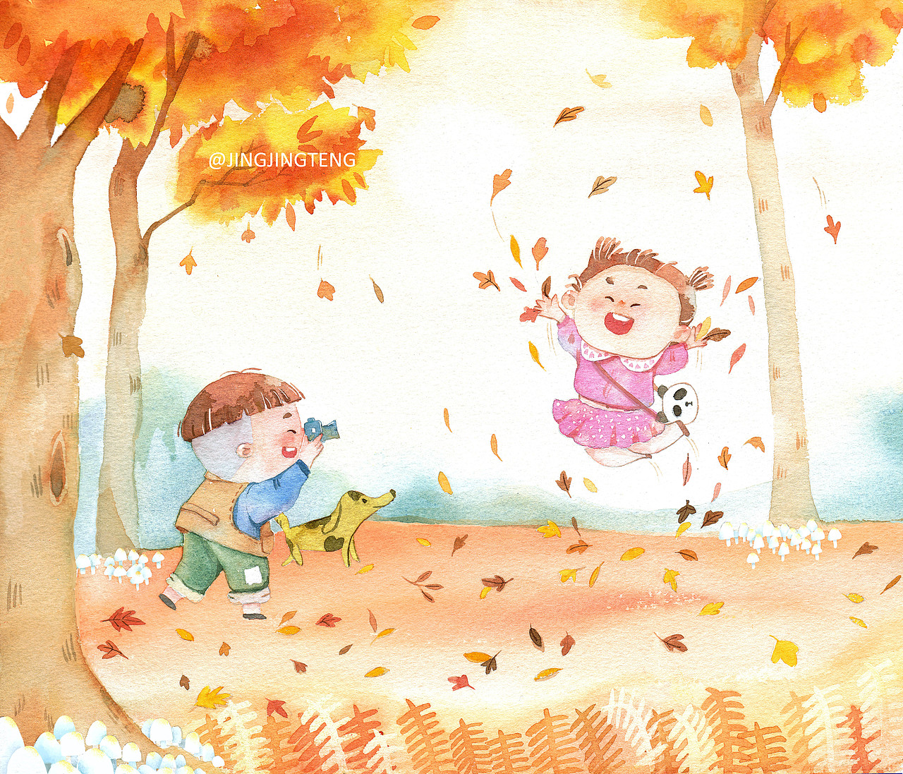 小孩們的四季謠（圖ZMTc0ODczNzA0） - 兒童插畫 - 站酷設計師菁菁藤原創(chuàng)素材 - 站酷ZCOOL