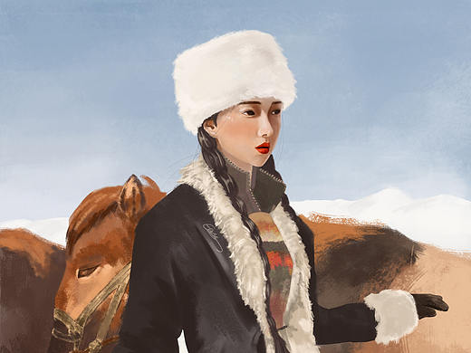 少女与马（个人主页-ZNTAwODU1Mjg=） - 创作习作 - 站酷设计师白面飞鱼原创素材 - 站酷ZCOOL