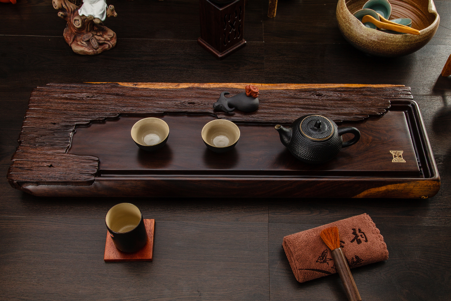 红木茶车移动茶台 实木功夫茶盘 茶具套装双层储物简约带轮茶车-阿里巴巴