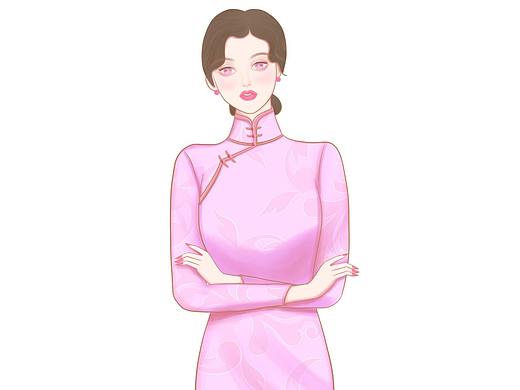中国风国潮人物旗袍女子元素商业插画