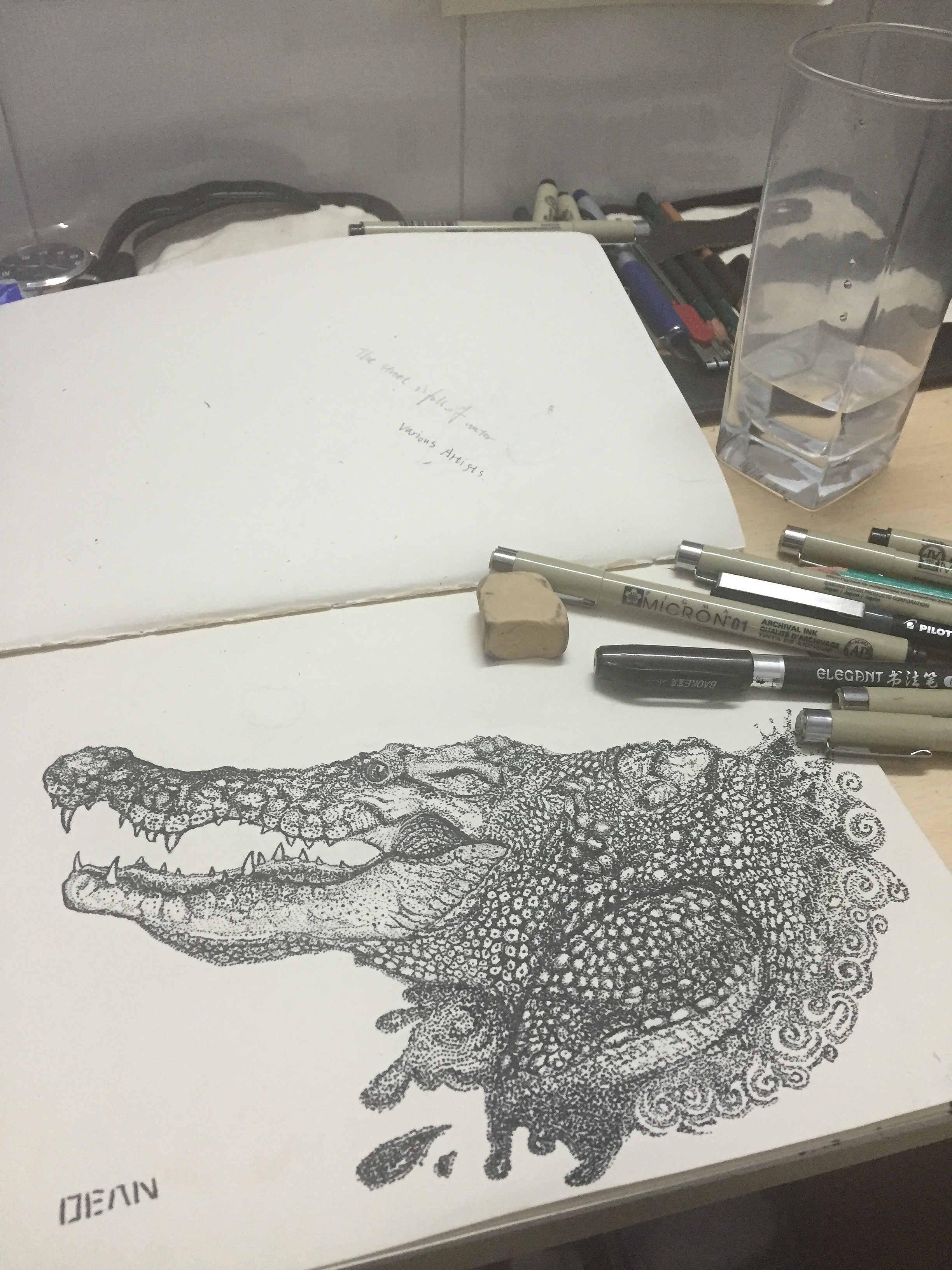 鳄鱼铅笔素描画图片