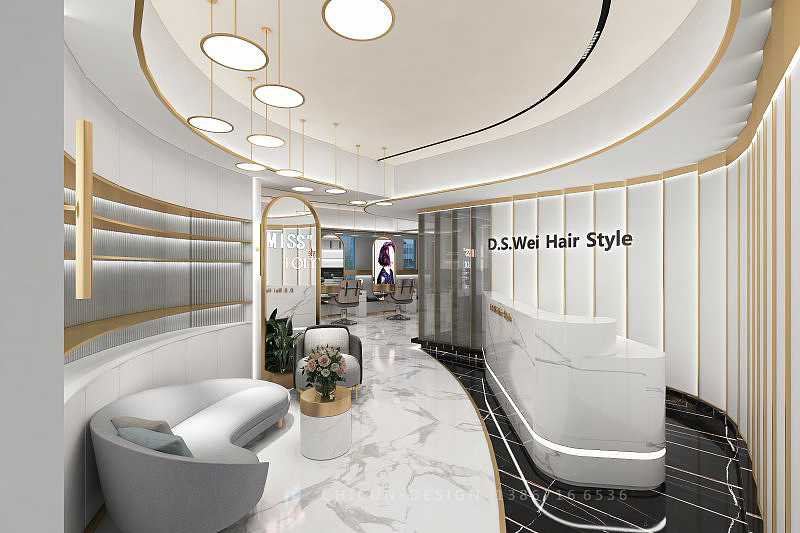 尺寸设计|上海理发店发廊空间效设计,低调中彰显高贵