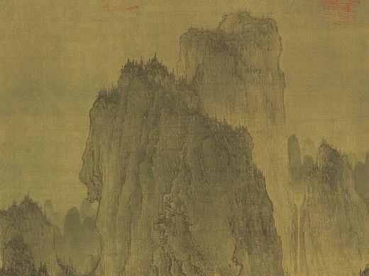 北宋-李成-晴峦萧寺图-绢本国画临摹（有局部图）