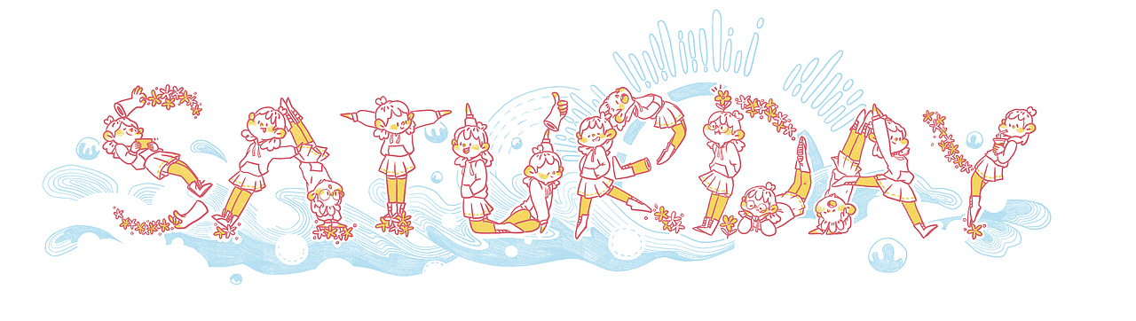 星期字母设计插画