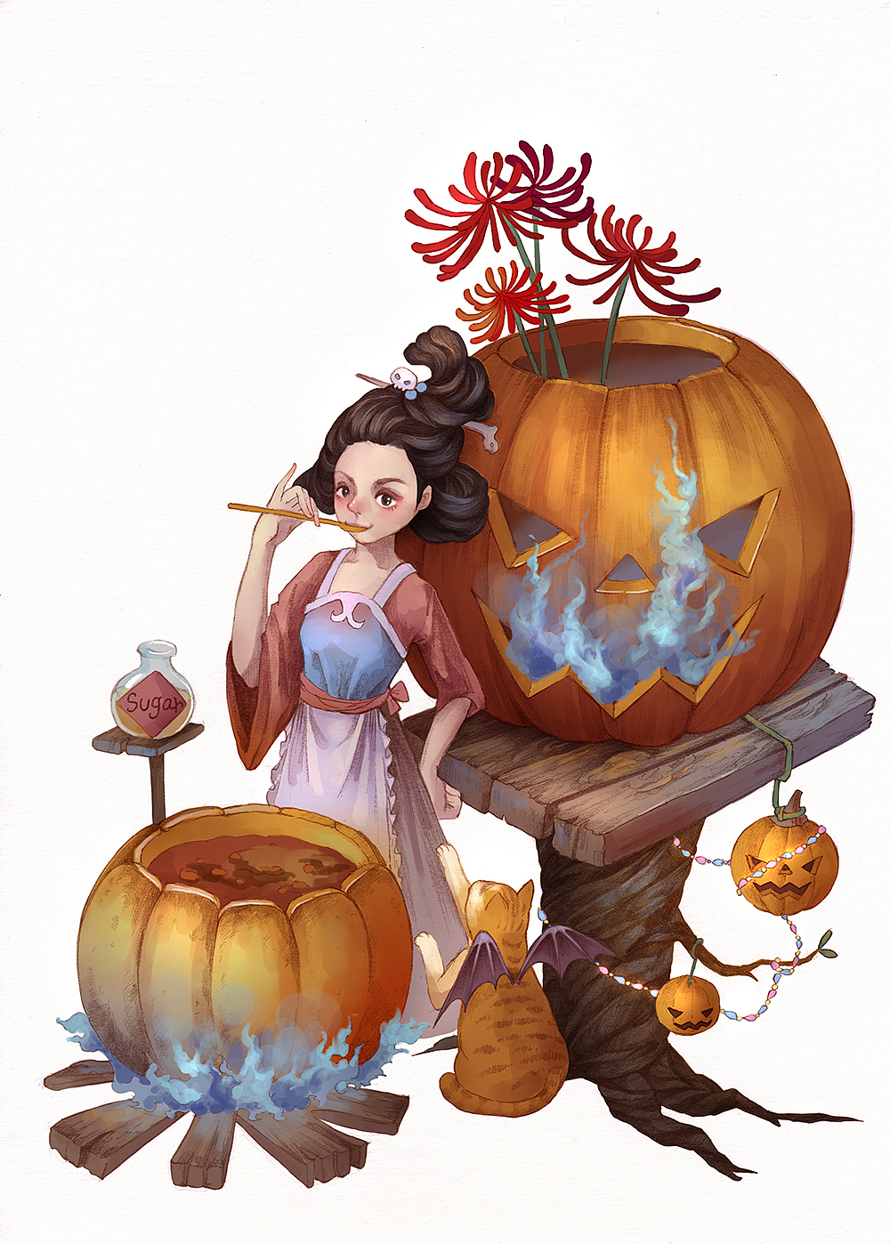 细化后用提亮工具对发光处进行提亮,并点上高光。