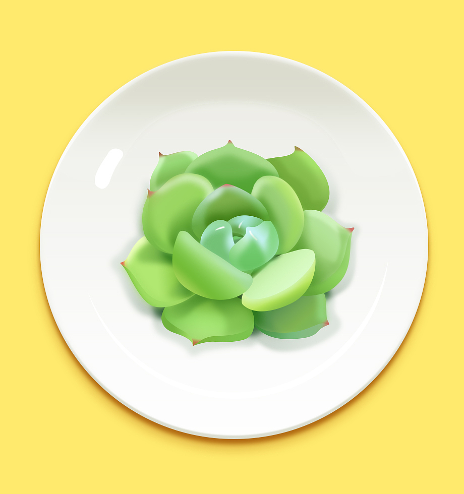 临摹绿色的肉肉软妹子植物