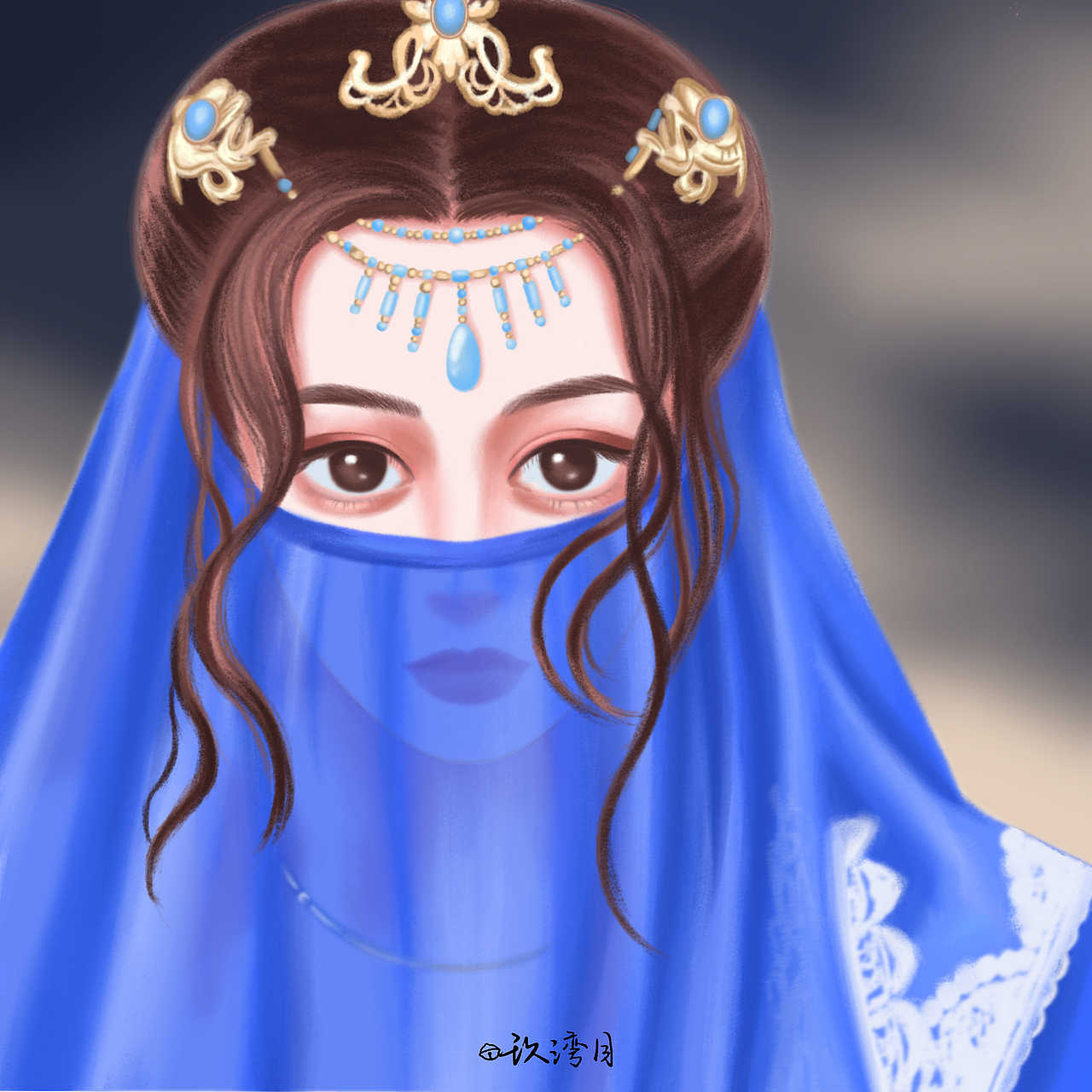 迪丽热巴李长歌人物头像插画（图ZMjUzMjMwMzky） - 艺术插画 - 站酷设计师玖湾月原创素材 - 站酷ZCOOL