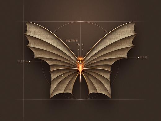 机械朋克写实蝴蝶设计图