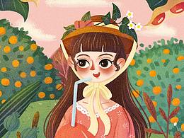 插画-夏日红豆茶