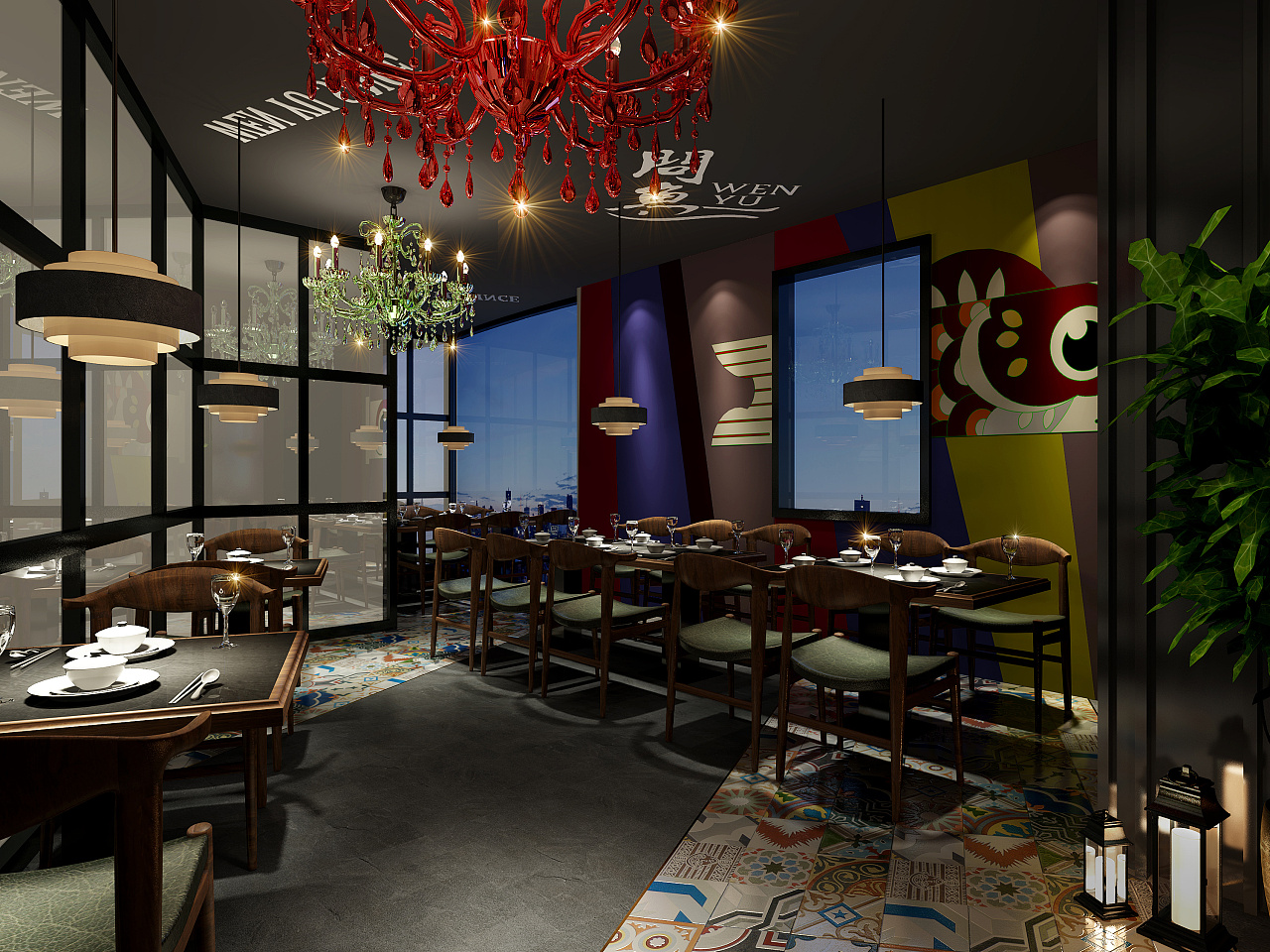 室内效果图 餐厅效果图|三维|场景|室内效果图 - 原创作品 - 站酷