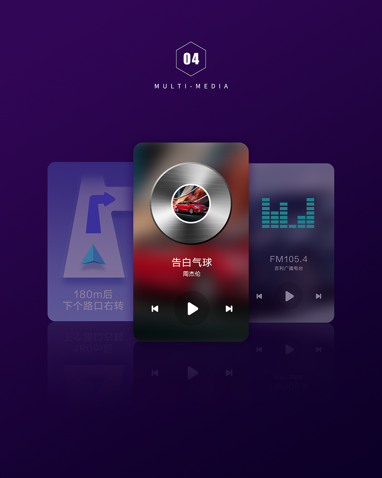 吉利汽车车载UI界面（图ZMjQ2NDA1MDA4） - 软件界面 - 站酷设计师灵燚AI原创素材 - 站酷ZCOOL