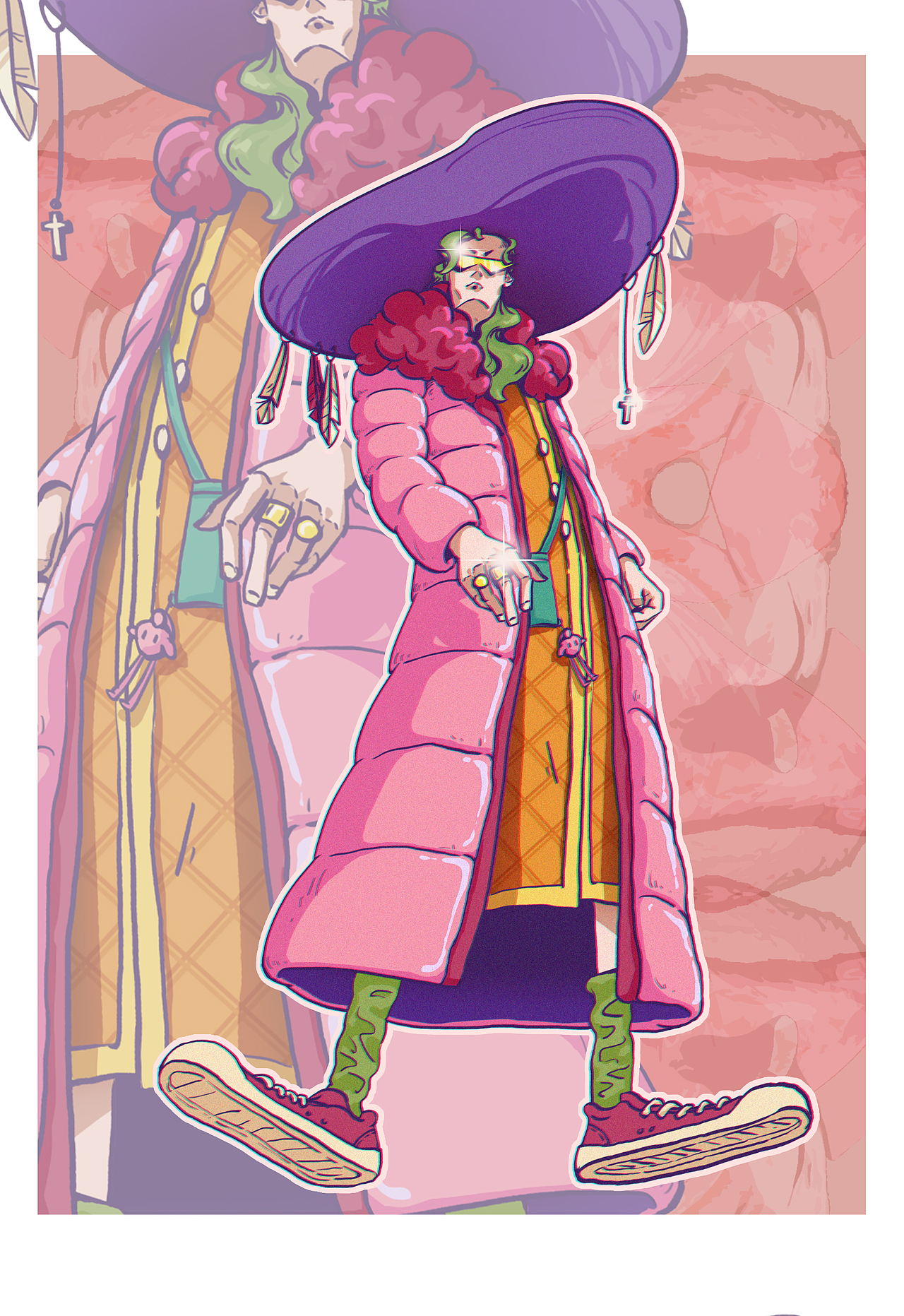 人物、背景字小练习（图ZMjM0NDEzMTA0） - 新锐潮流插画 - 站酷设计师草菅_原创素材 - 站酷ZCOOL