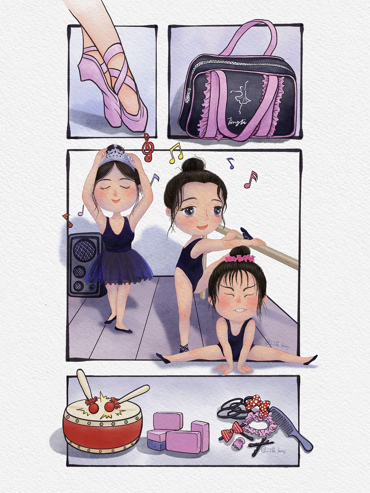 分镜插画：自信的跳舞女孩们（图ZMjk4MzYyMzAw） - 新锐潮流插画 - 站酷设计师画画儿汀寂原创素材 - 站酷ZCOOL