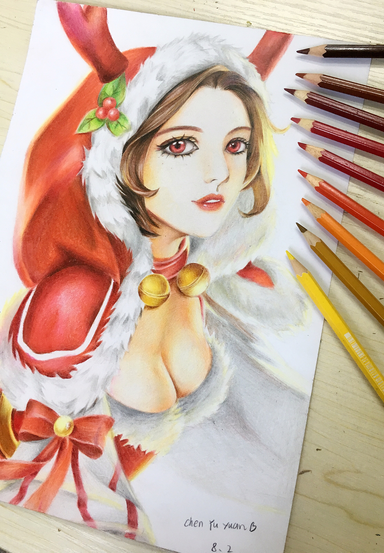 彩铅貂蝉圣诞恋歌