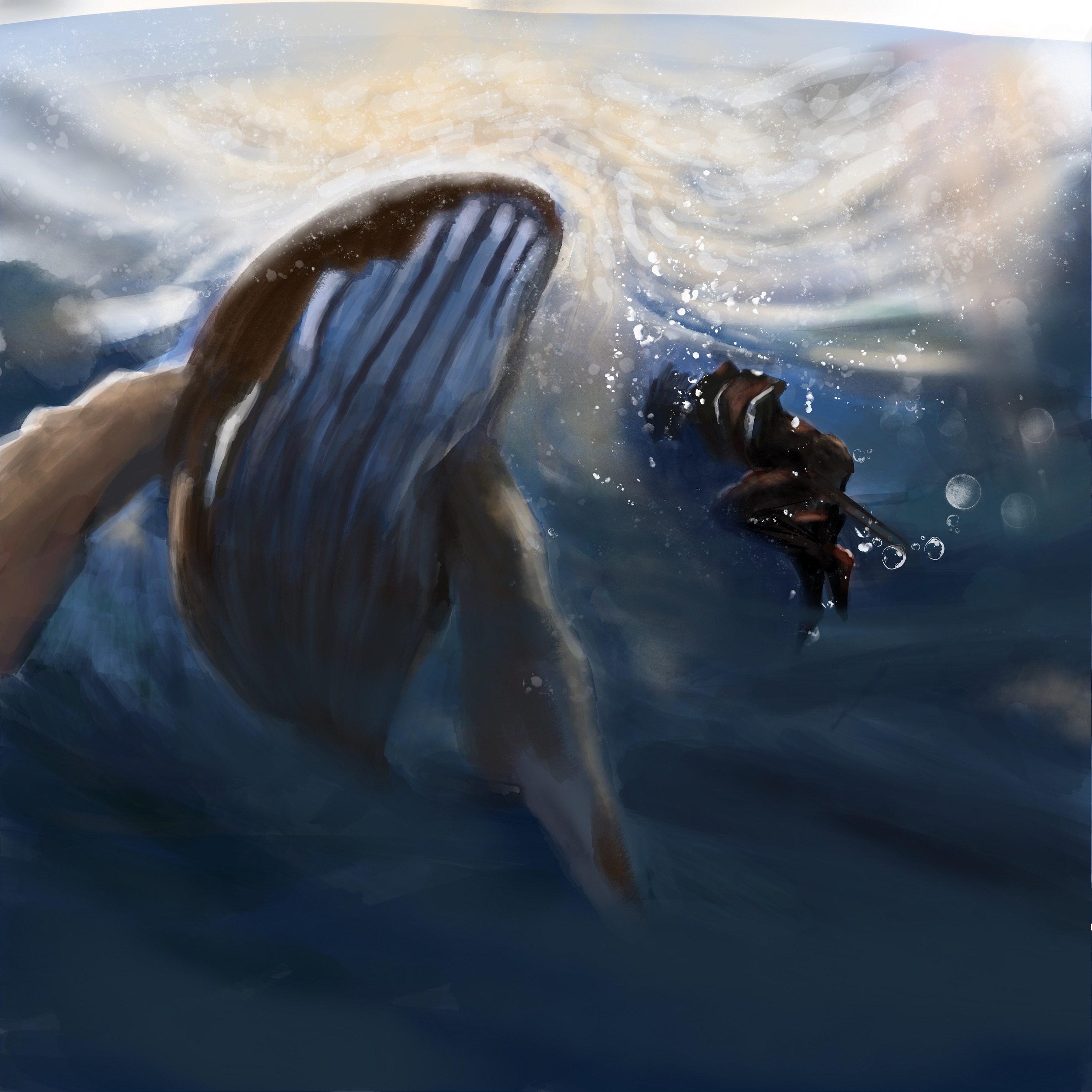 深海猎鲸 临摹习作|插画|艺术插画|杨达_后海设计 - 原创作品 - 站酷