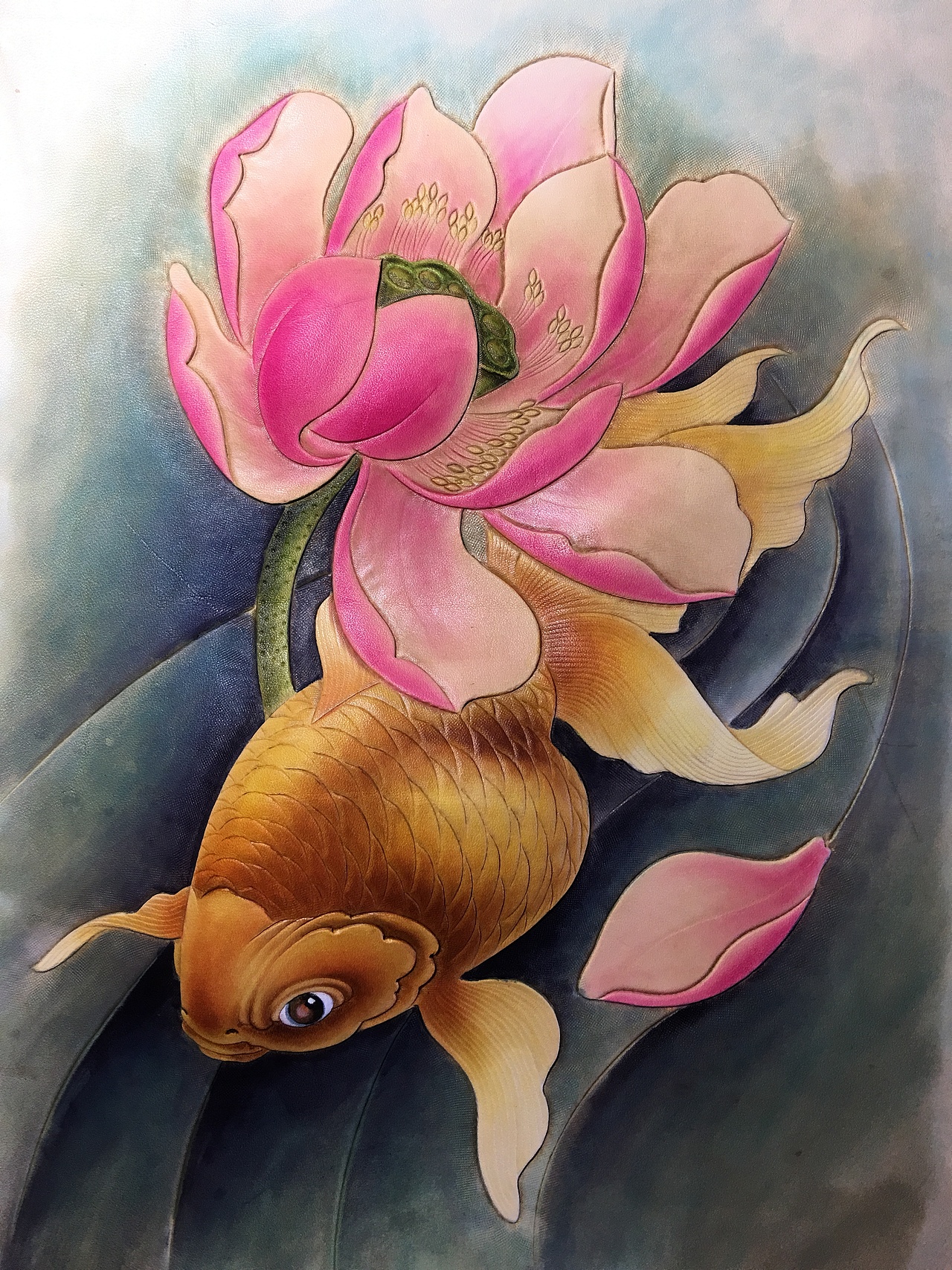 皮雕画—美丽的金鱼（图ZMTQxMzM1OTYw） - 工艺品设计 - 站酷设计师斑寅原创素材 - 站酷ZCOOL