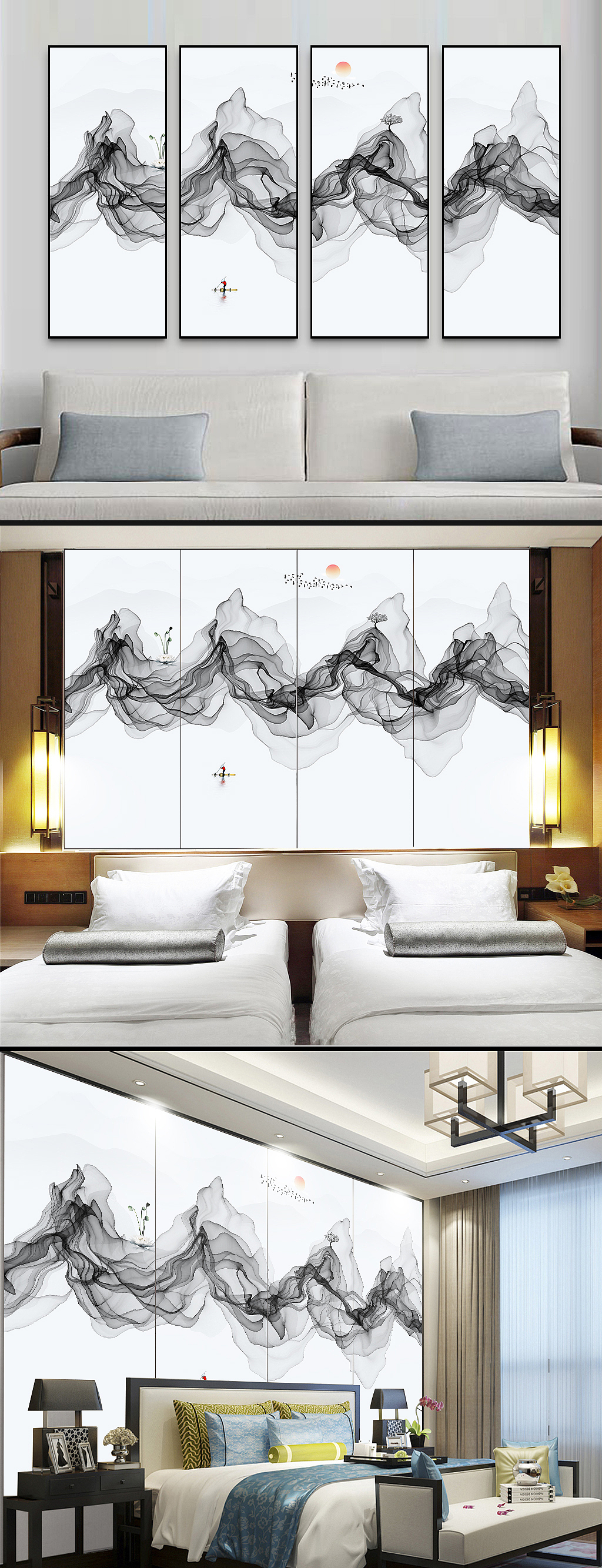 高清山水画新中式装饰画（图ZMTE5NzMwMTYw） - 商业插画 - 站酷设计师SJ101原创素材 - 站酷ZCOOL