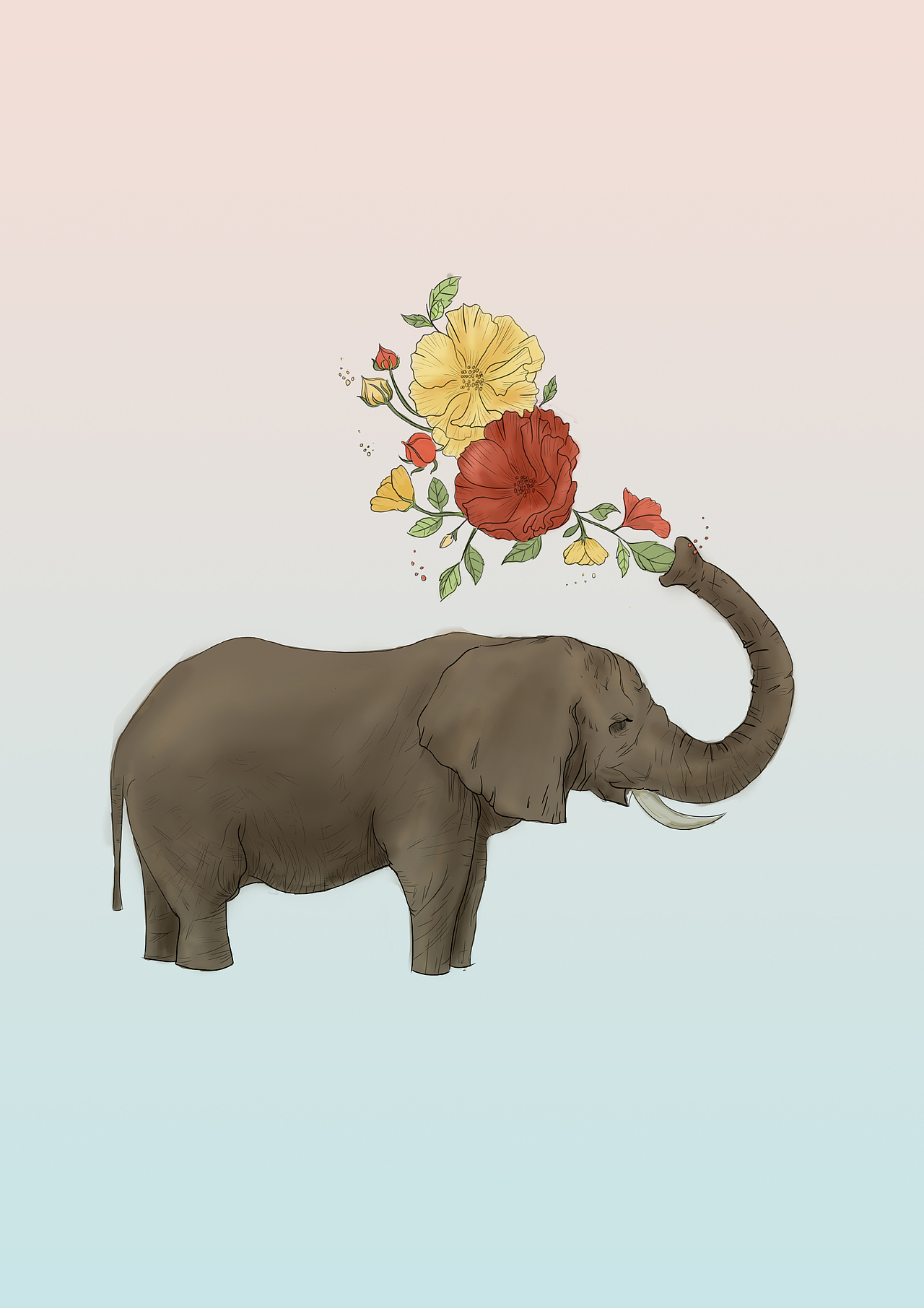 云南动物森林元素主题插画