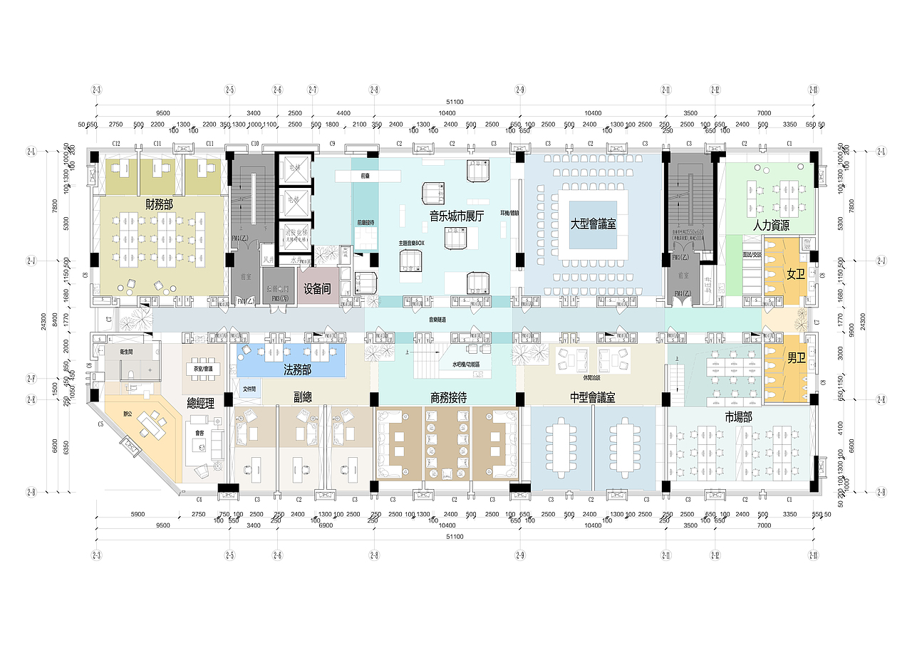 广州番禺联合办公空间设计——6层平面图