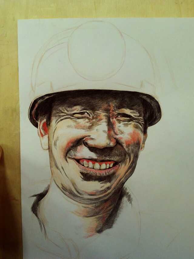 彩铅手绘煤矿工人