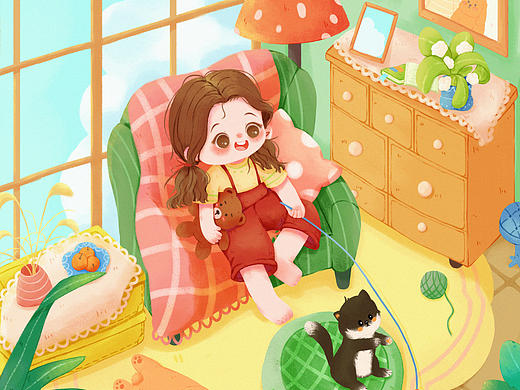 兒插 閑暇時(shí)刻（個(gè)人主頁(yè)-ZNzAyNTk2NDQ=） - 商業(yè)插畫 - 站酷設(shè)計(jì)師伊之魅原創(chuàng)素材 - 站酷ZCOOL