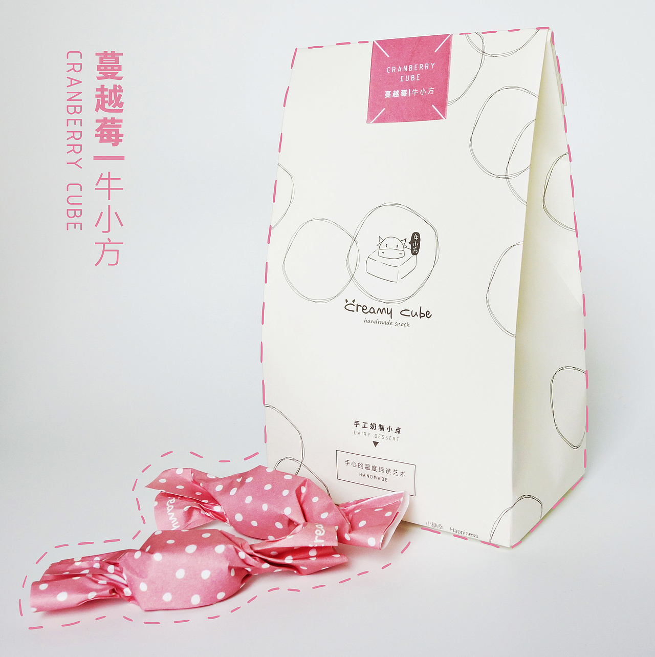 蔓越莓 商城预览图 糖纸与汉堡袋的不干胶是区别口味的明显特征