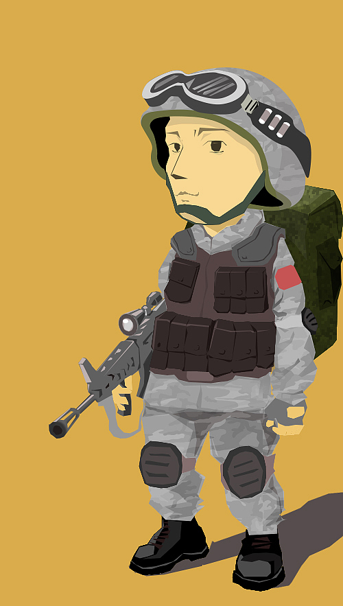 引导页手绘人物卡通人物绘制卡通人物过程卡通军人卡通小兵军士