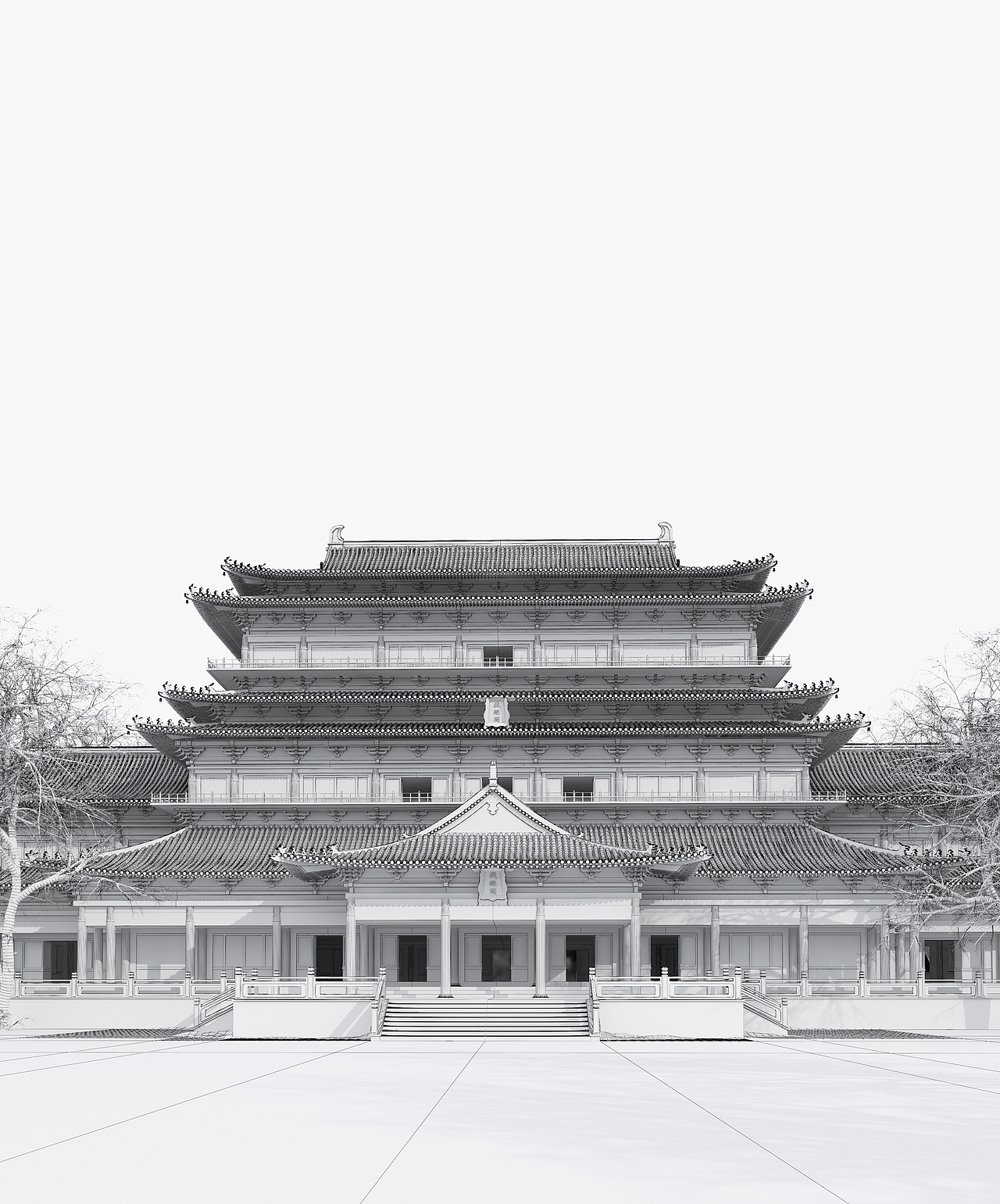 藏经阁·雪（图ZMzIwOTgxNjY4） - 建筑/空间 - 站酷设计师3DMadmen原创素材 - 站酷ZCOOL