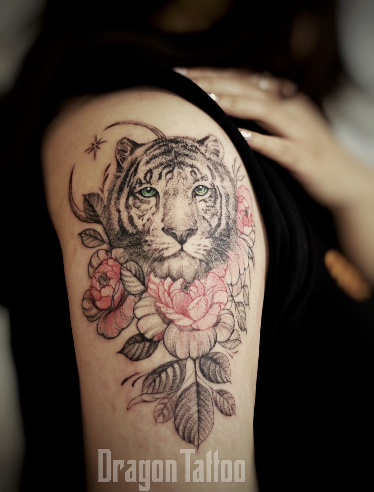 虎纹身老虎纹身虎与花纹身