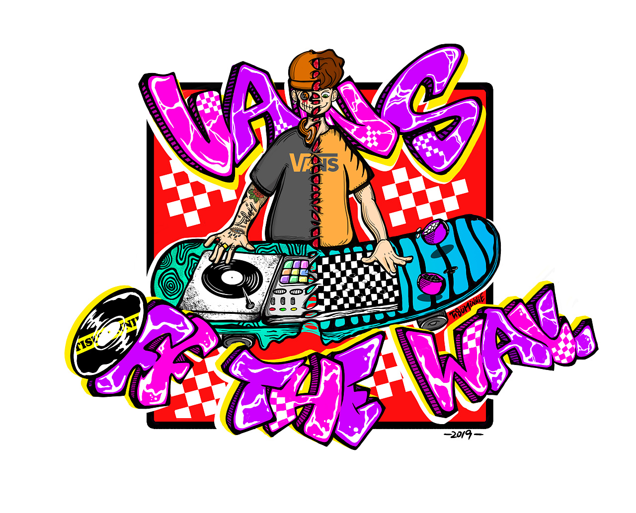 vans dj棋盘插画|插画|新锐潮流插画|tiffsuminnie - 原创作品 - 站酷