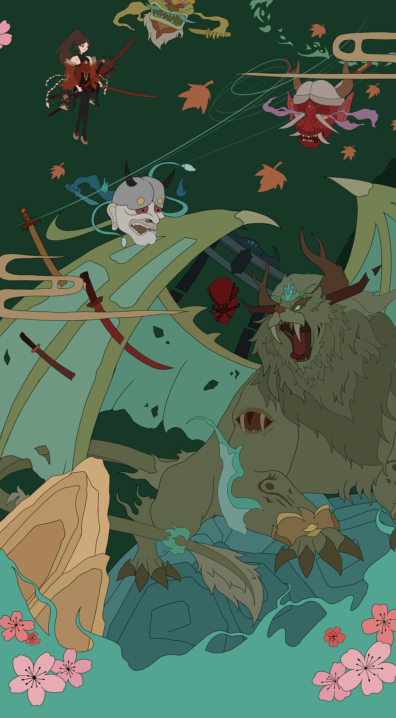 恶灵绘卷×穷奇∣主视觉（图ZMzQ3NDYzNTE2） - 概念设定 - 站酷设计师椰果阿茶原创素材 - 站酷ZCOOL