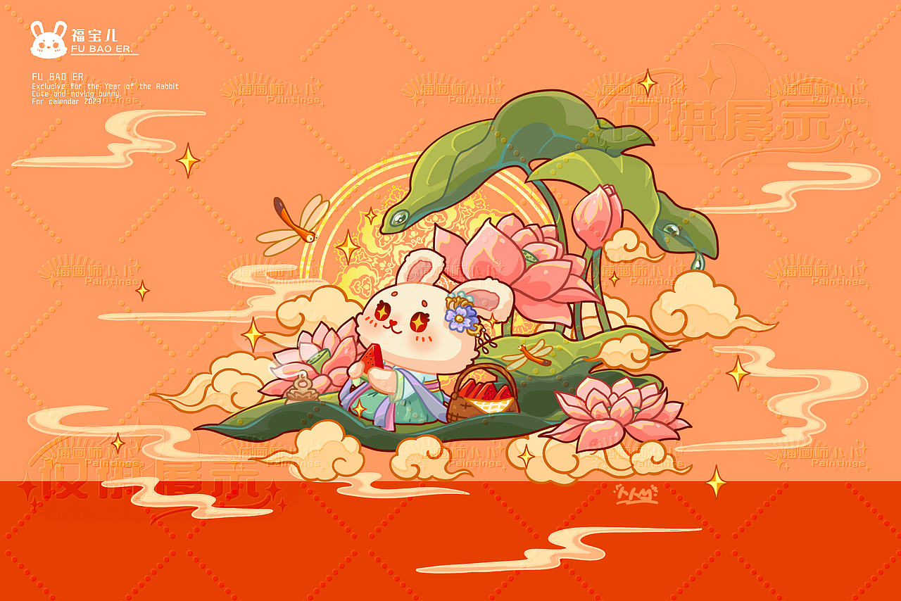 兔年日历插画设计（图ZMzI1NjYxNzg0） - 商业插画 - 站酷设计师画画de卜卜原创素材 - 站酷ZCOOL