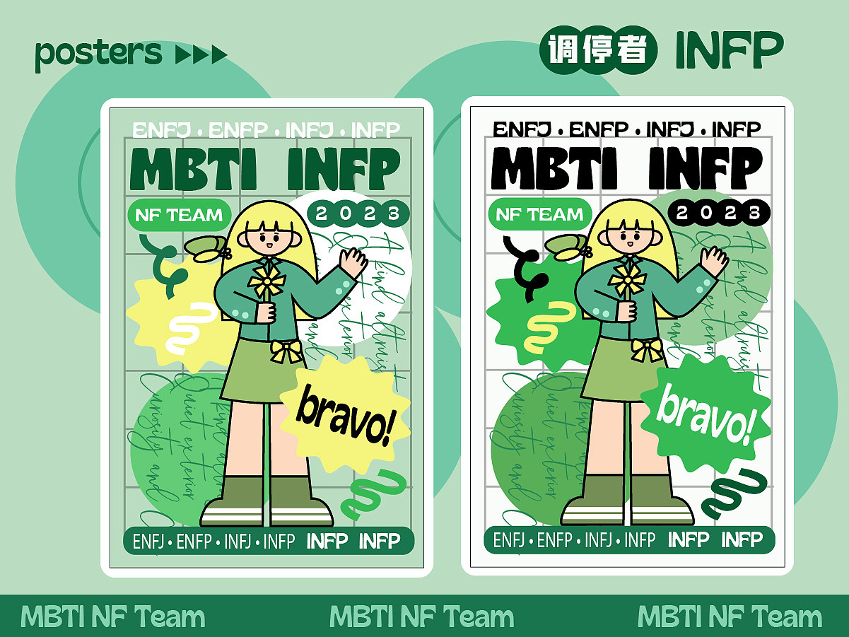 MBTI NF组扁平风人物IP设计及其延展（图ZMzM2NDAyNDQ4） - IP形象 - 站酷设计师插画设计静静子原创素材 - 站酷ZCOOL